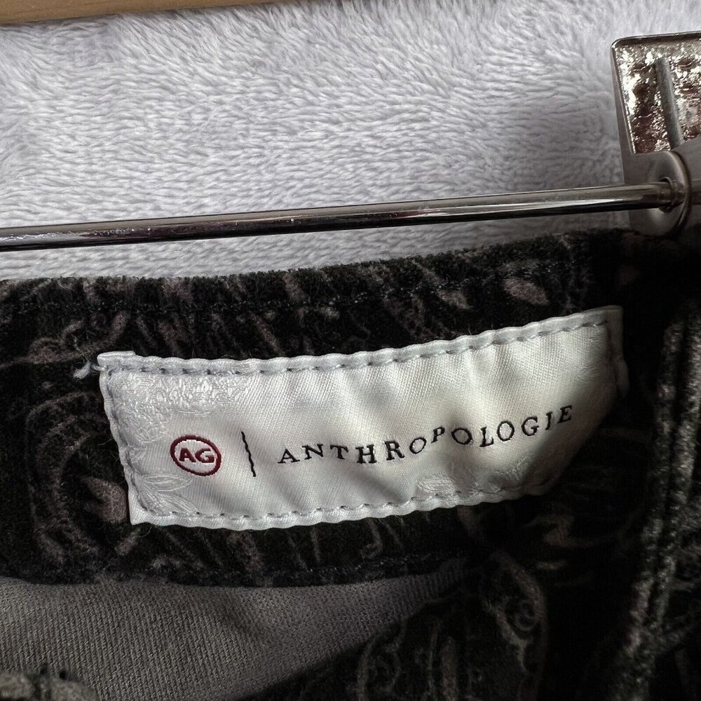 Anthropologie AG The High Rise‎ Stevie Ankle Pants 32R Paisley Print Velvet - Picture 7 of 15